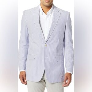 Palm Beach Men's Brock Seersucker Suit Separate Jacket, Navy/White, 52 NWT